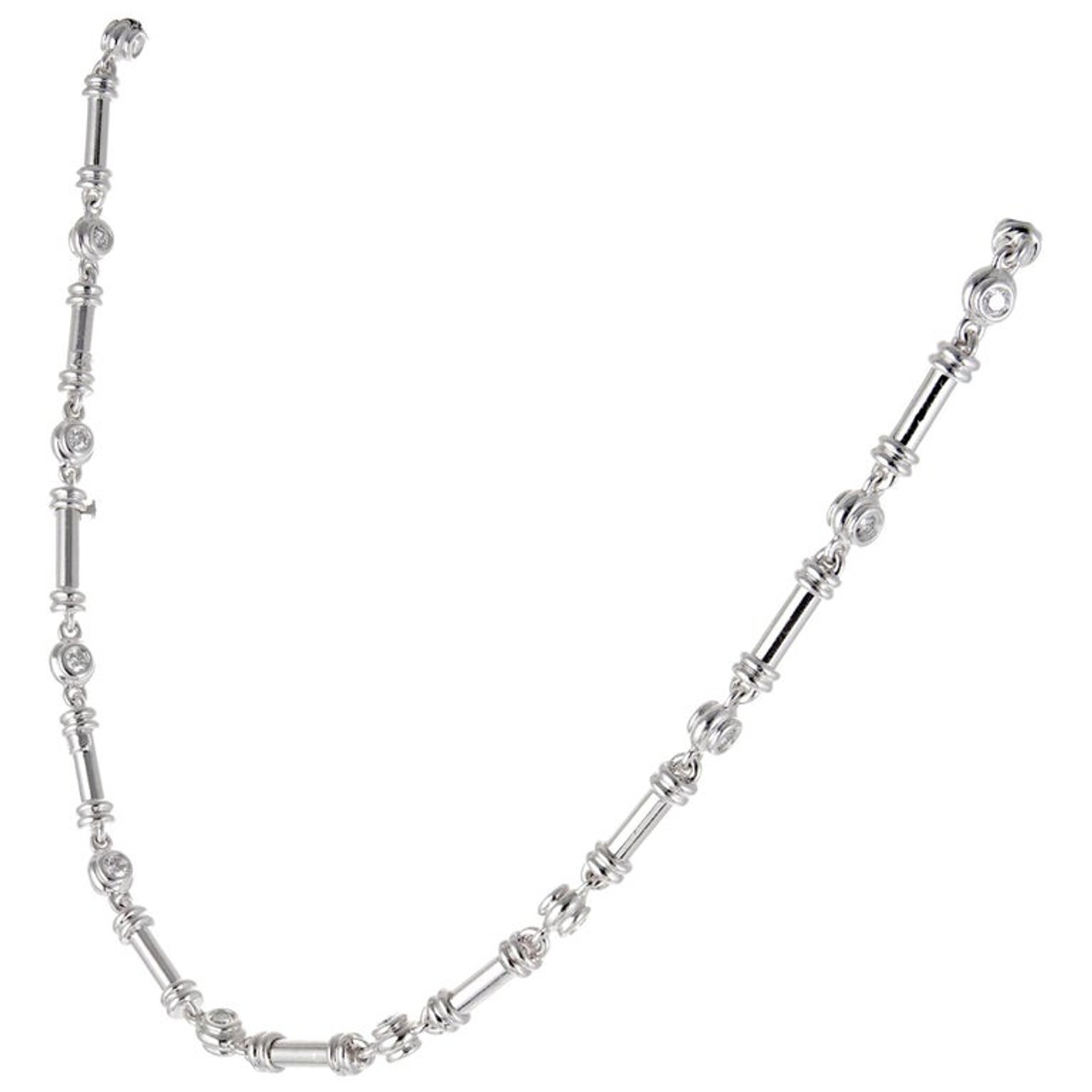 Cartier Double C Heart Diamond White Gold Pendant Long Link Chain Necklace  at 1stDibs