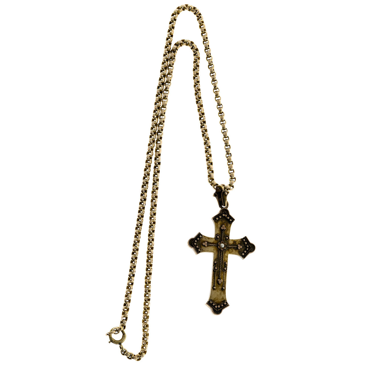 Ornate Silver Cross Necklace | Halloween Gothic Cross Necklace