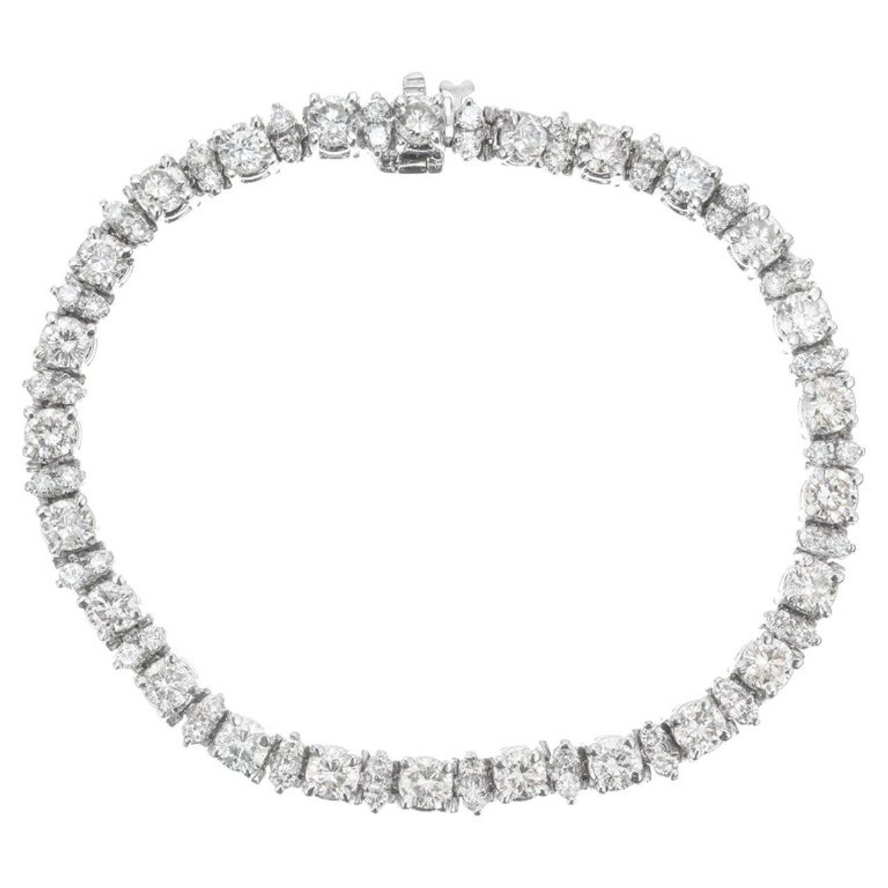 6.75 Carat Diamond 14k White Gold Hinged Tennis Bracelet ...