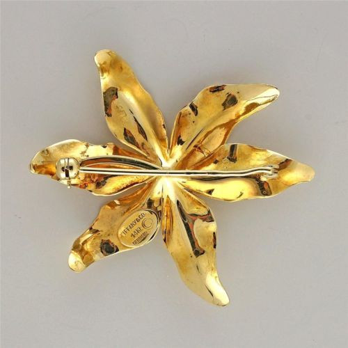 Vintage 1960 Tiffany + Co 14k Germany 3D Textured Flower Pin