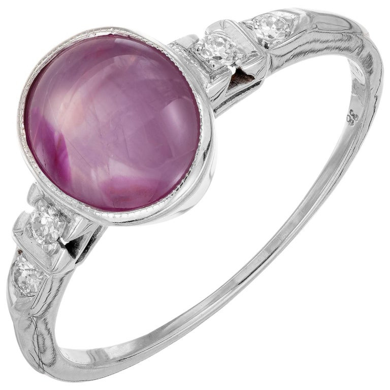 GIA Certified Carat Purple Star Sapphire Diamond Gold