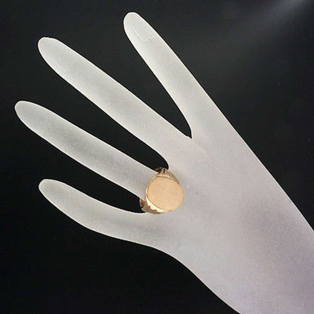 Vintage Yard Solid 14k Brushed Gold Size 9 Signet Ring 18mm