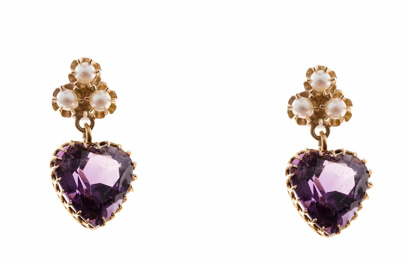 The Violet Paradise- Golden Embellished Pearl Earrings