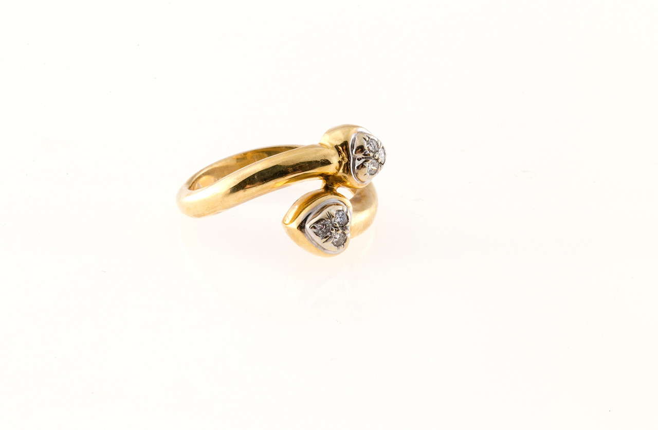 Estate Two Heart Swirl Diamond Ring - petersuchyjewelers