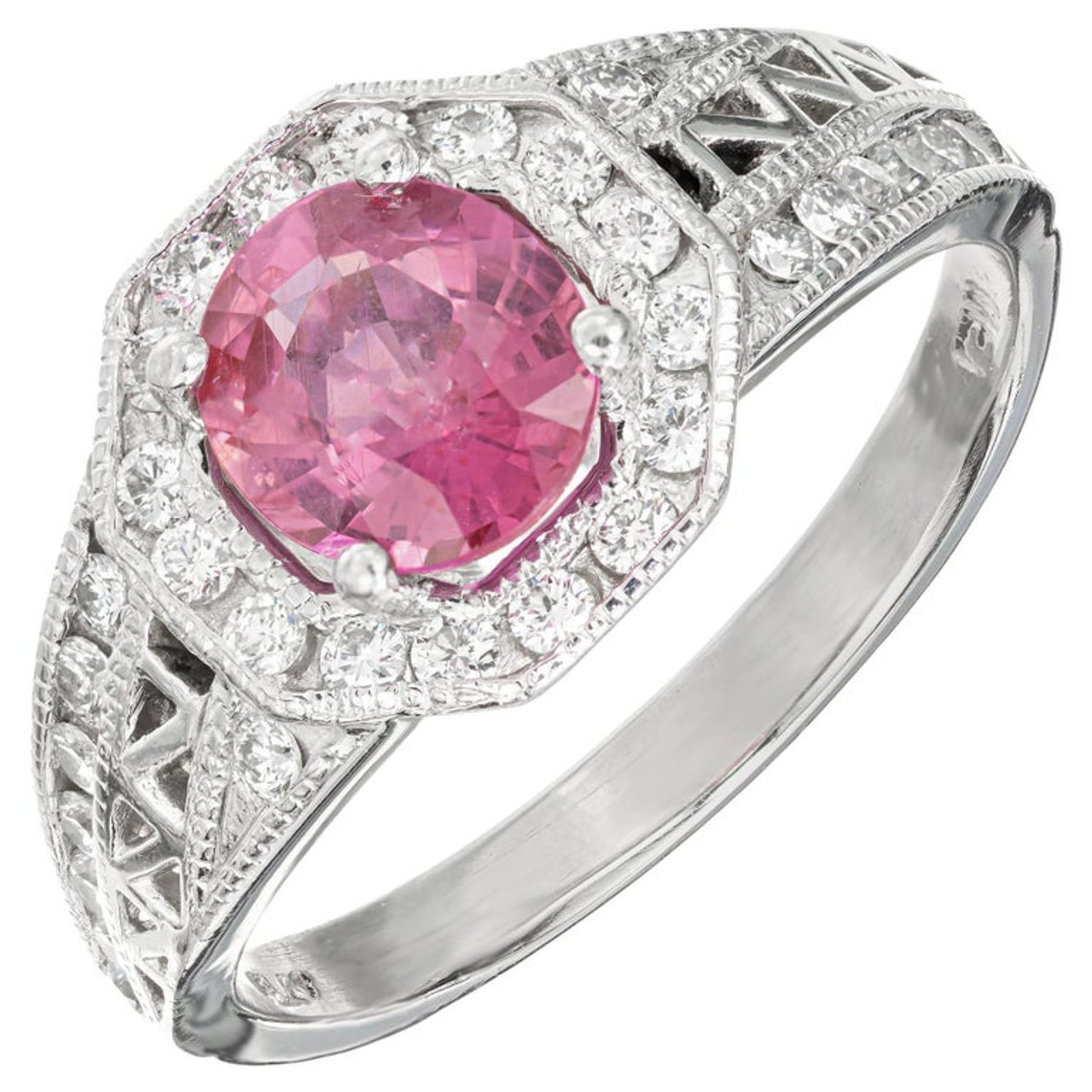Hot 1Carat 6mm Pink Sapphire 1.00 Carat Solitaire Gemstone Ring With Chunky  14k Gold Band