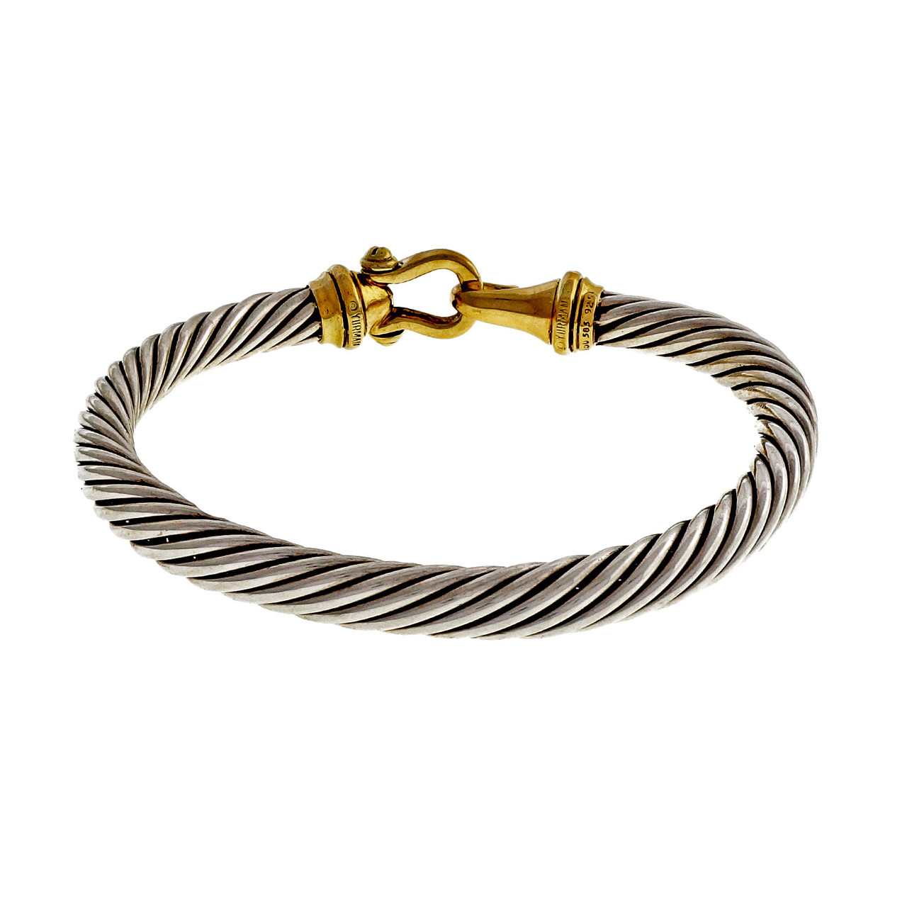 David Yurman St. Michael Black Cord Bracelet with 18K Yellow Gold