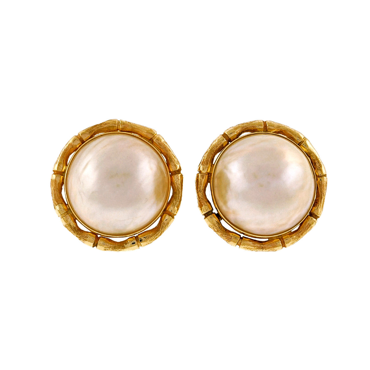 14k gold mobe pearl earrings