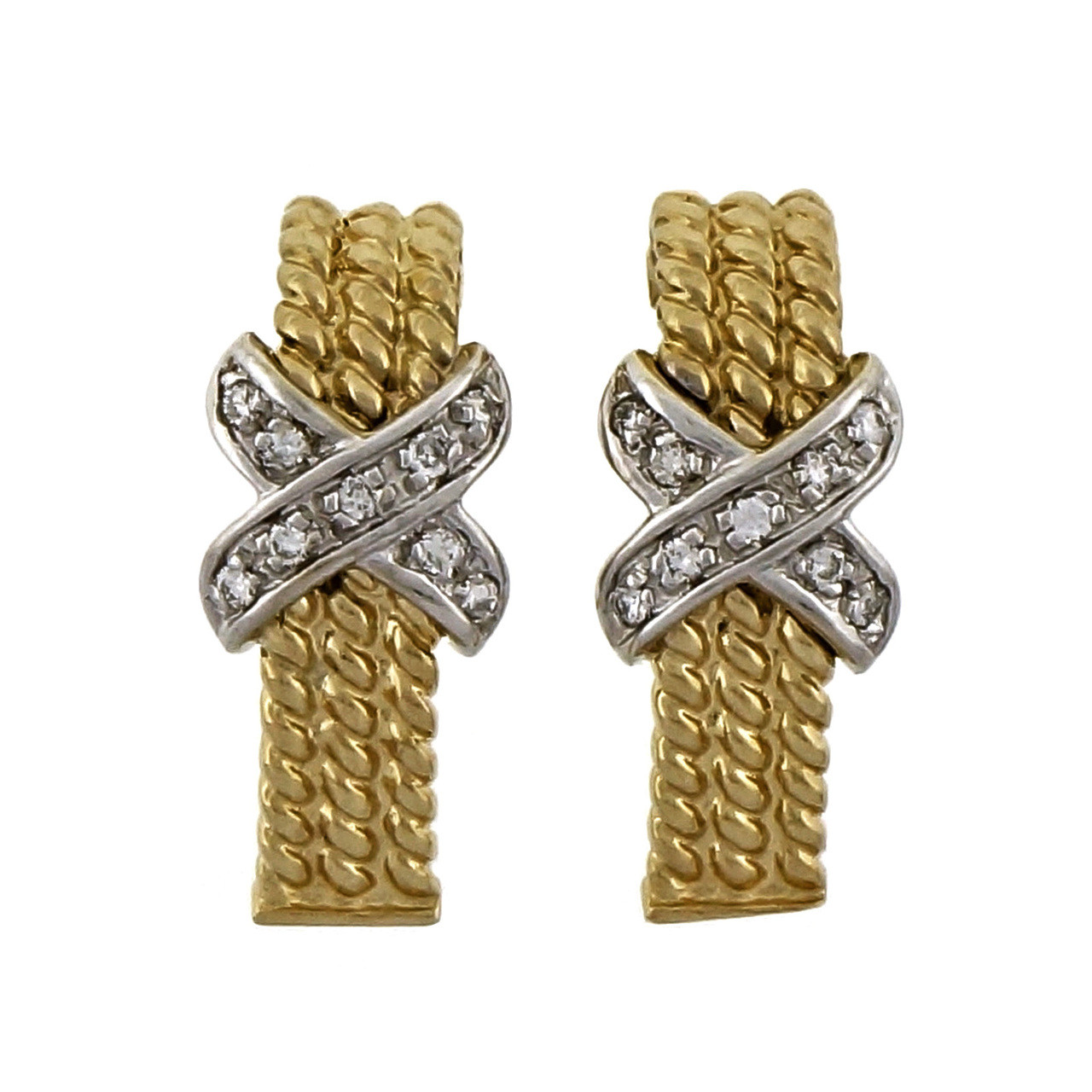 David Yurman 18kt Yellow Gold Petite X Diamond Stud Earrings - Farfetch