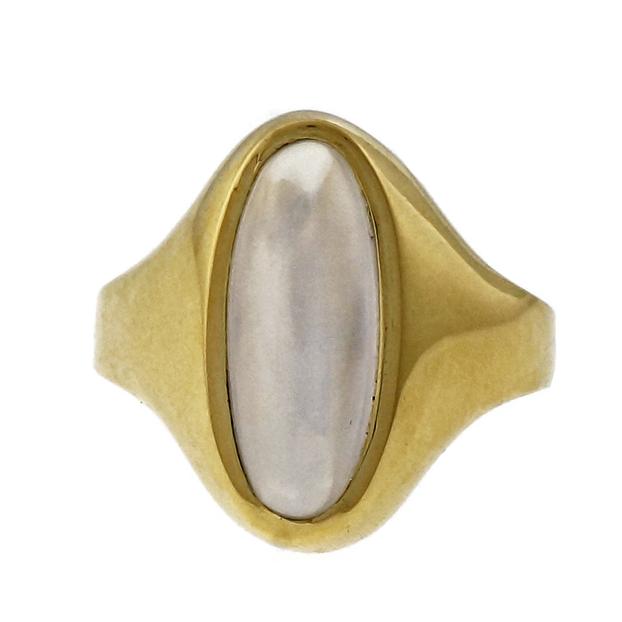 Vintage 1930 18k Elongated Moonstone Ring - petersuchyjewelers