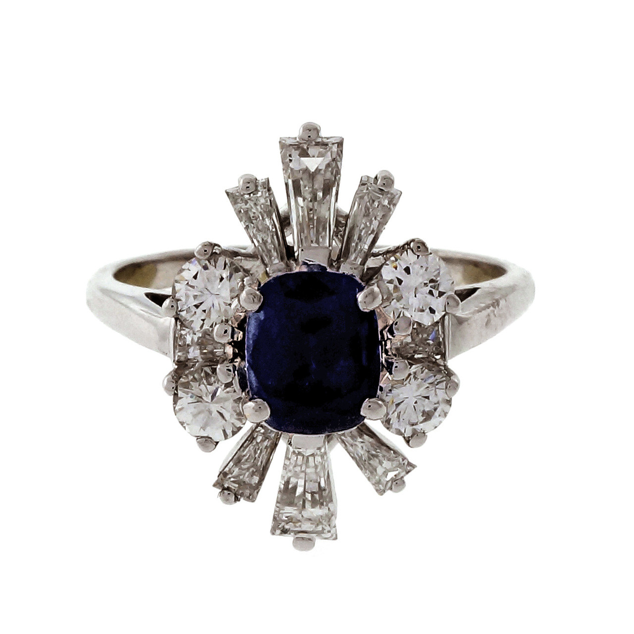 Vintage 1950 – 1960 1.25ct Royal Blue Sapphire Princess Ring