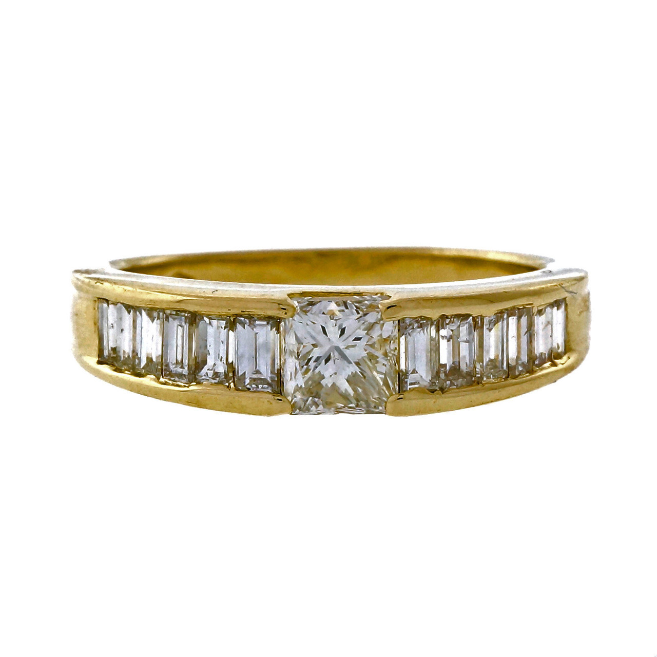 Mid-Century Baguette Cut Diamond Platinum Vintage Chanel Band Ring