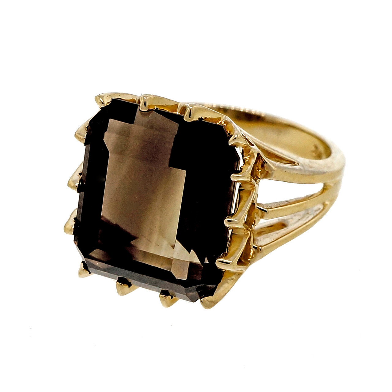 Vintage 1950 8.00ct Smoky Topaz Ring In 14 Prong 14k Yellow Gold Ring -  petersuchyjewelers