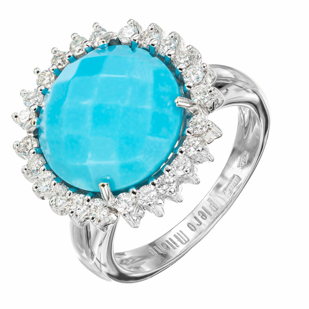 Piero Milano Carat Diamond Turquoise White Gold Cocktail Ring