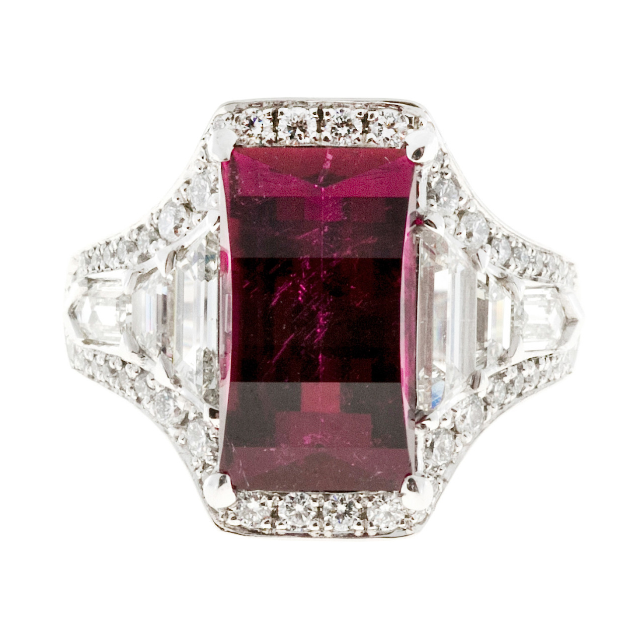 Art Deco 1935 Rubellite Red Tourmaline 3.89ct Solid Platinum Ring Custom Cut