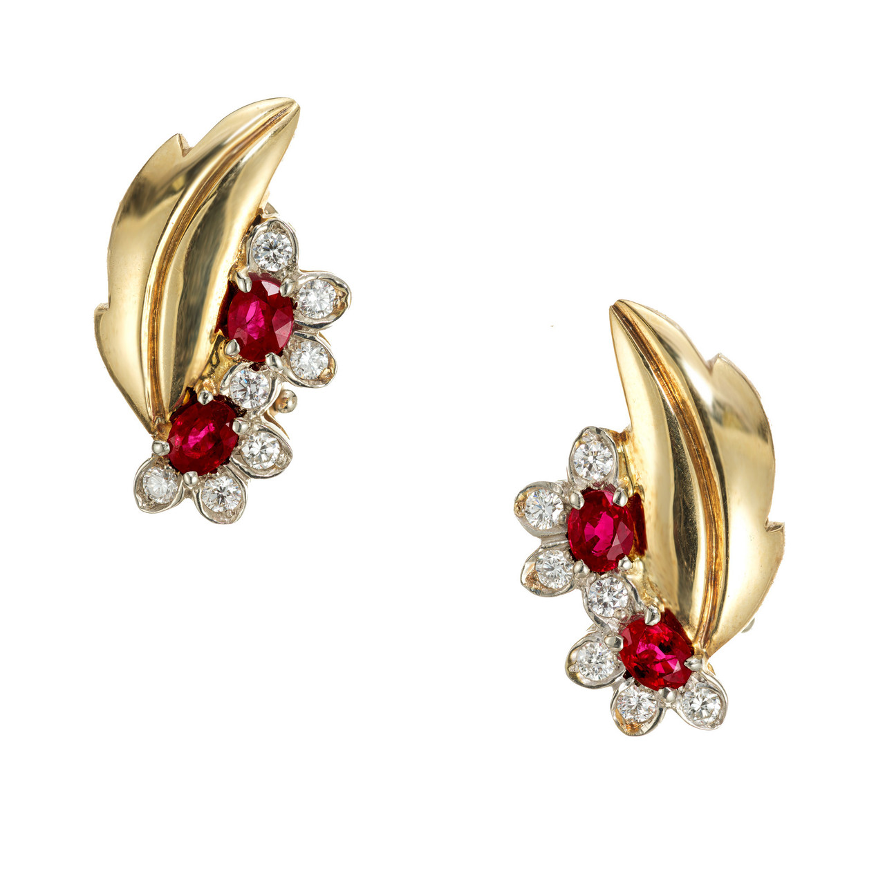 1.35 Carat Ruby Diamond Clip Post Earrings