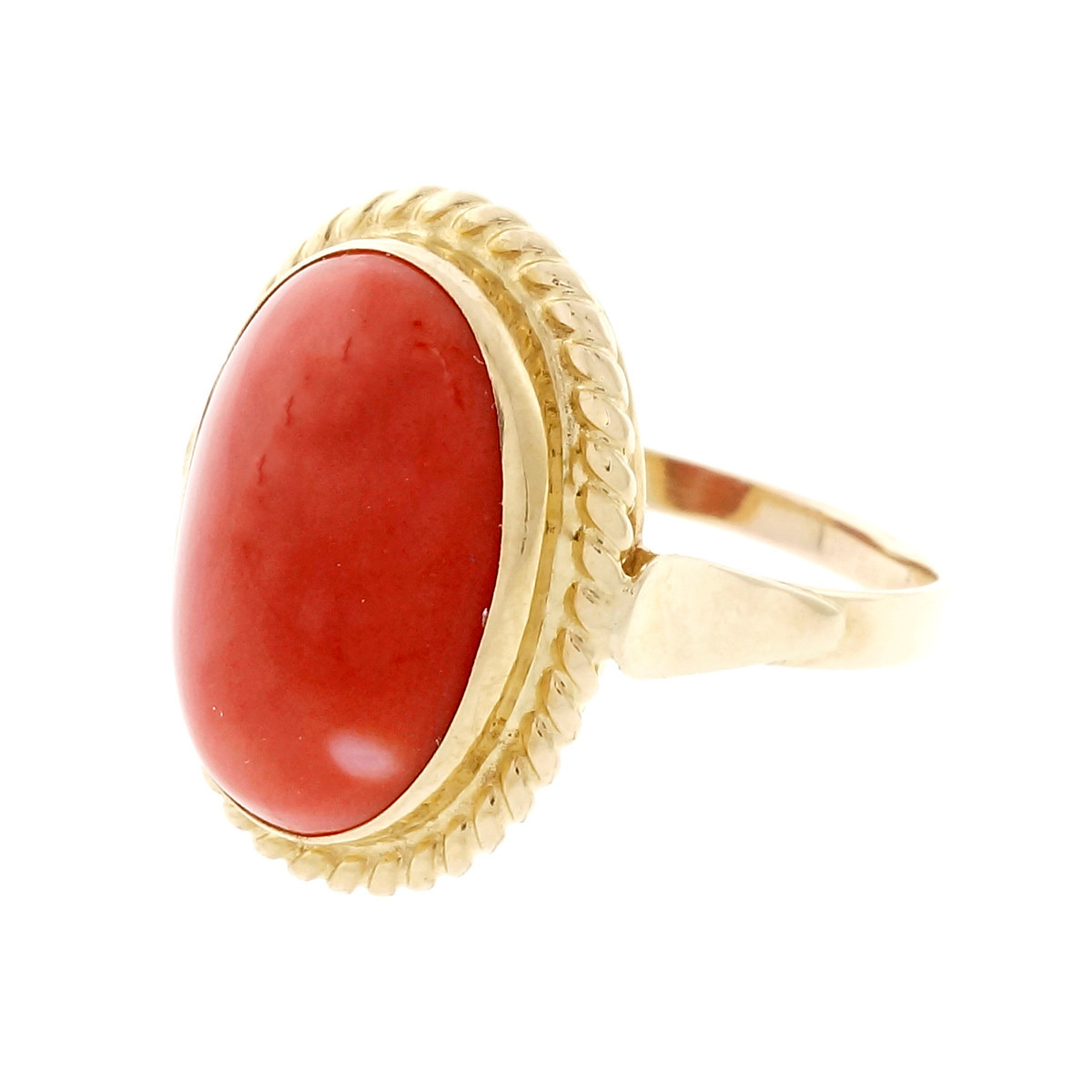 Vintage 1950 Natural Coral Ring GIA Certified Red Orange Color 18k