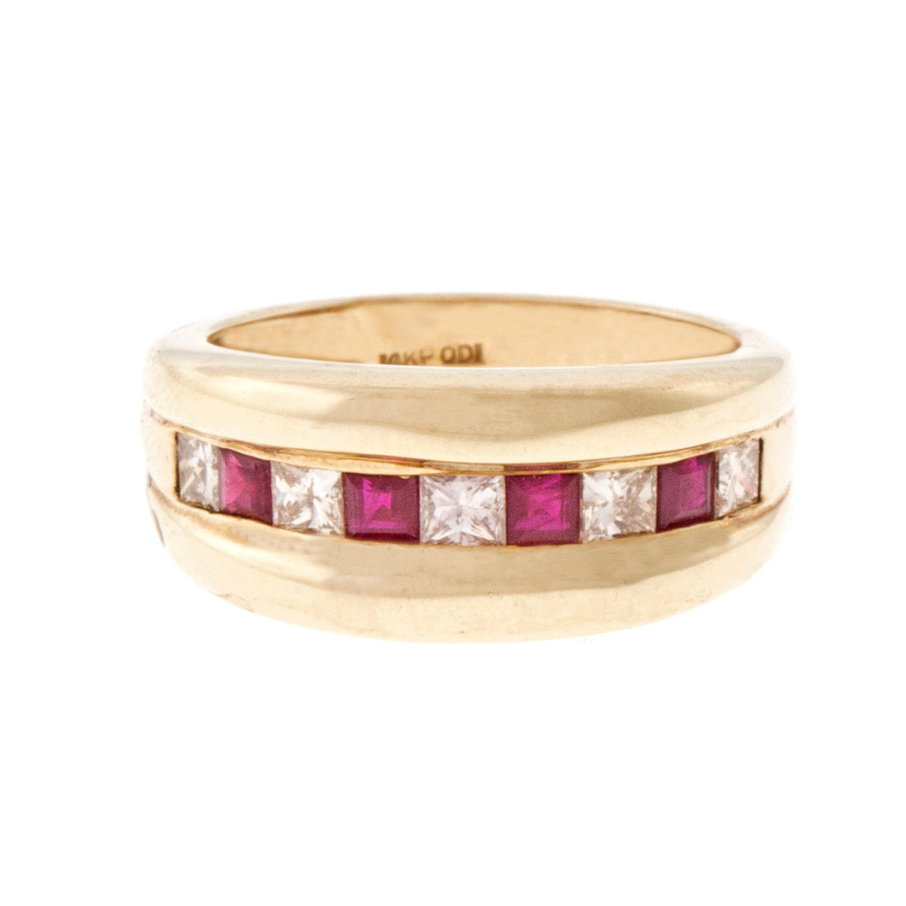 Two-Row Marquise Ruby Band Ring 14K Yellow Gold EraGem Estate, Antique & Vintage Jewelry