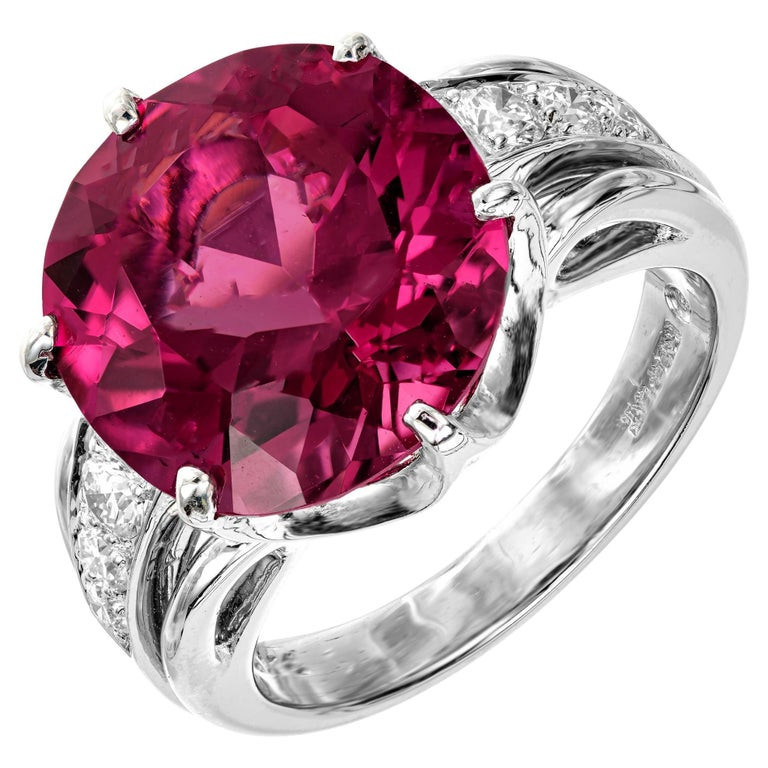 Carat Round Pink Rubelite Tourmaline Diamond Platinum