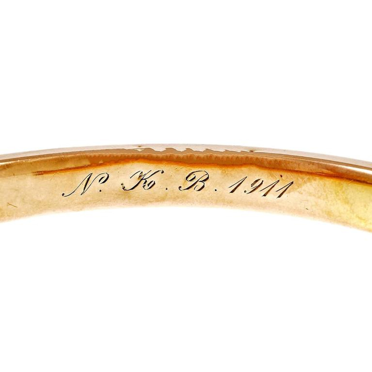 English Engraved Rose Gold Bangle Bracelet, c.1916