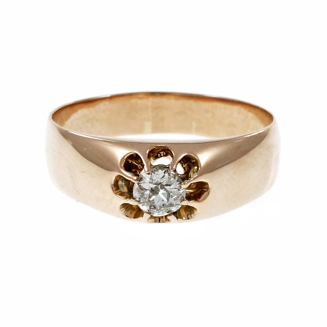 Antique! Imperial Russian Karl Faberge 18k 72 Yellow Gold Diamond Flower  Ring | Fortrove