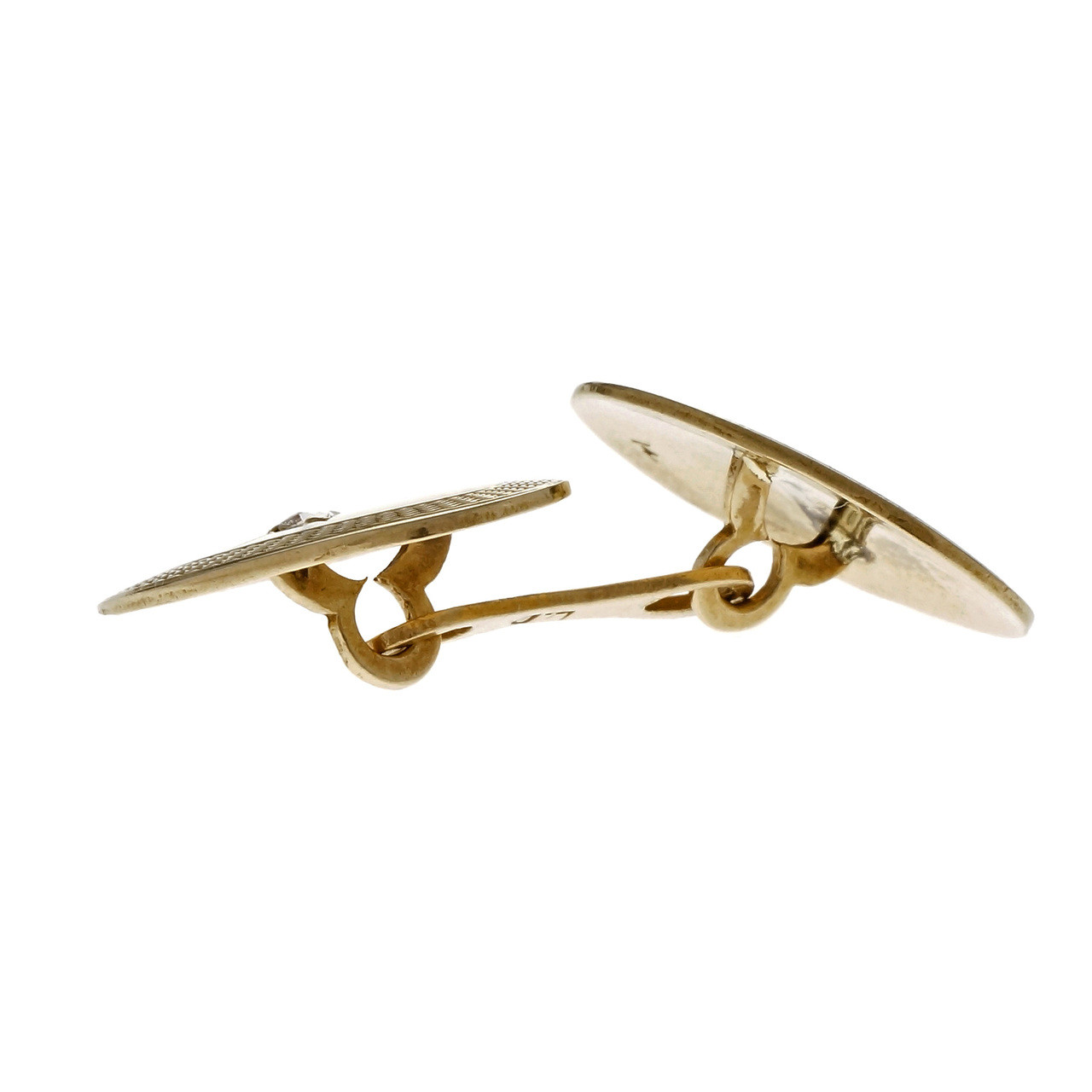 Vintage 1940 Double Sided Diamond Front Cufflinks 14k Yellow Gold