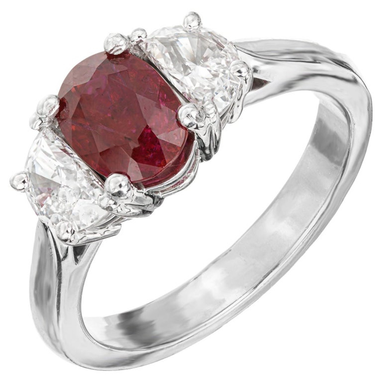 14K Solid White Gold Oval Shape Natural Ruby and Round And Marquee Cut –  ASparklingWorld