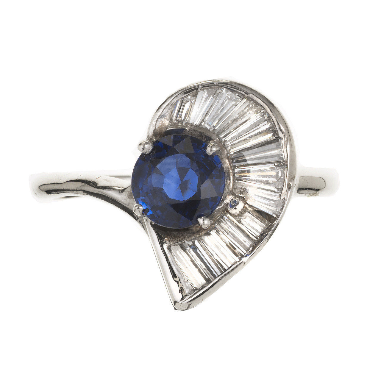 Pearl and Tanzanite Ballerina Style Ring in 14K White Gold