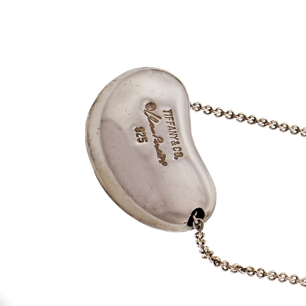 Tiffany & Co Elsa Peretti Bean Silver Pendant Necklace