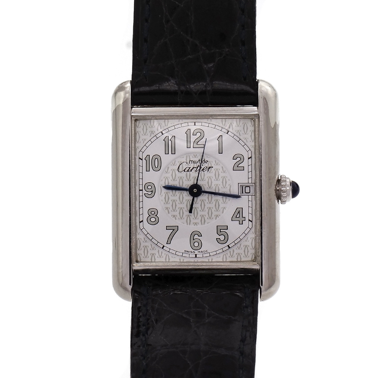 cartier sterling silver tank watch