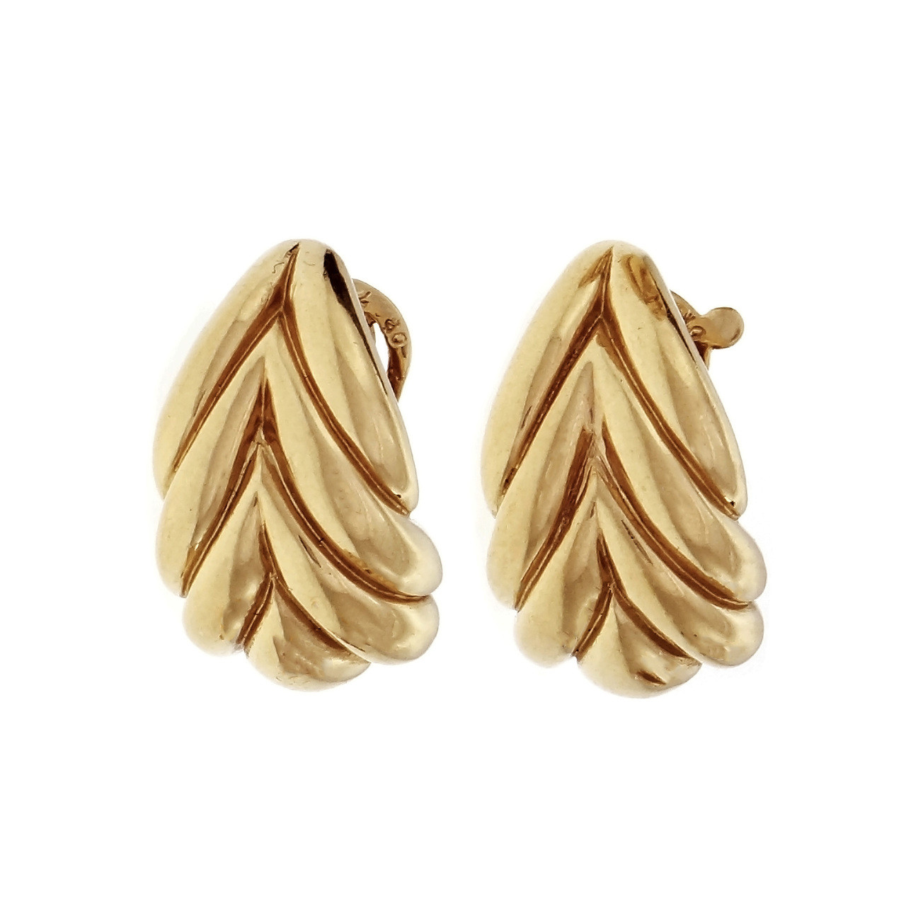 Asprey 18k Yellow Gold Earrings Clip Post Shrimp Style