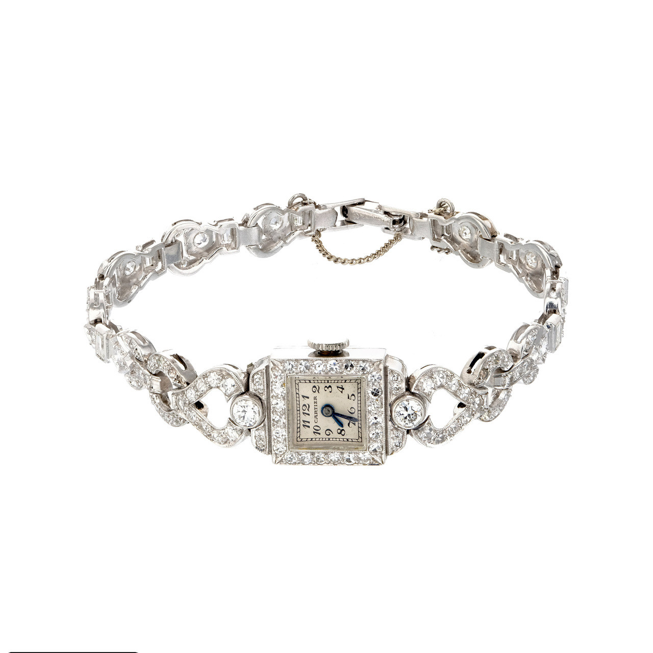 cartier platinum diamond watch
