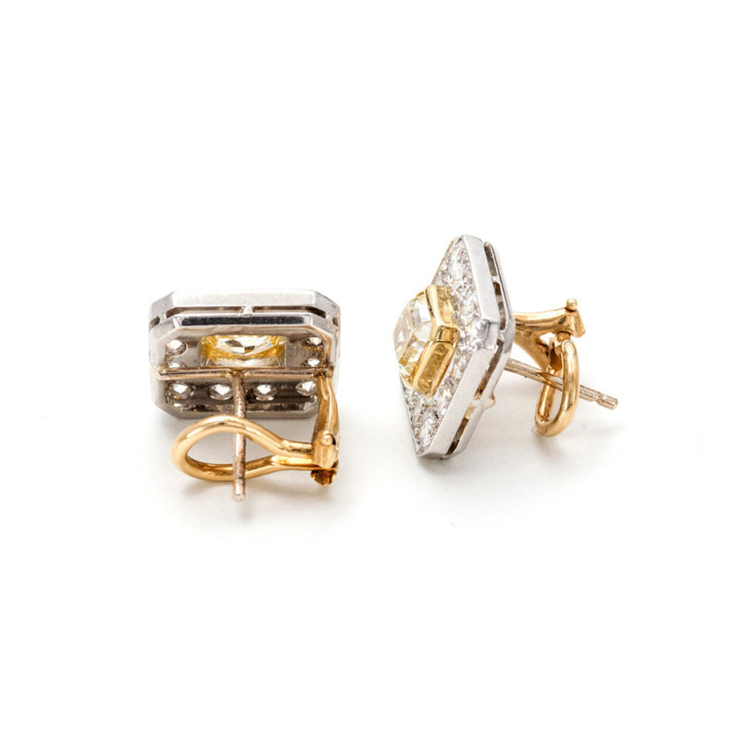 Yellow And Colorless White Diamond Earrings - petersuchyjewelers