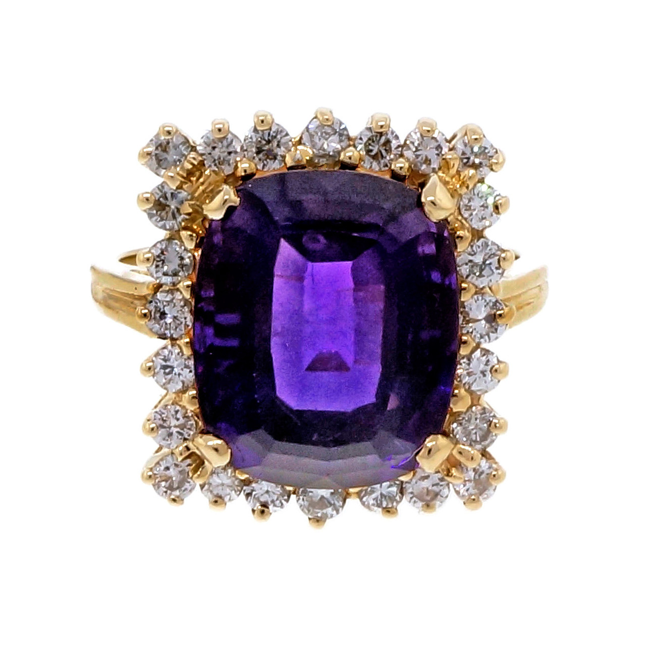 Estate Large Oval Amethyst Ring 14k Yellow Gold petersuchyjewelers