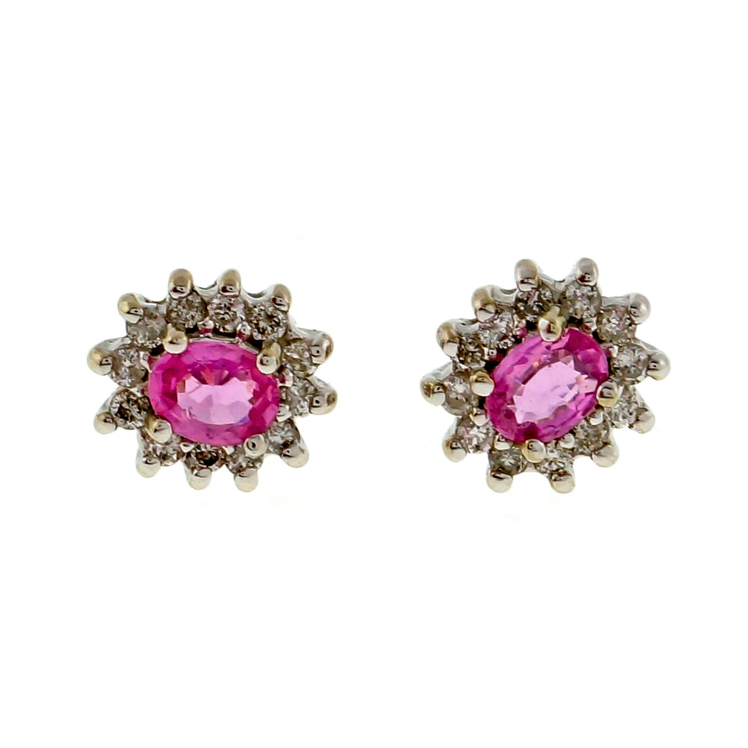 Vintage Pink Sapphire .40ct Diamond 14k White Gold Diamond Cluster ...