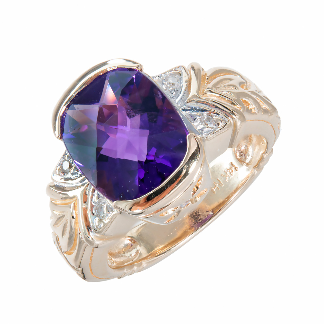 Estate Large Oval Amethyst Ring 14k Yellow Gold petersuchyjewelers
