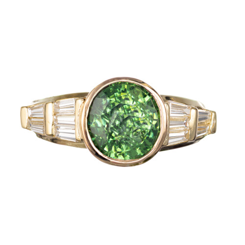 Peter Suchy GIA Certified 3.44 Carat Green Zircon Diamond Gold Engagement Ring
