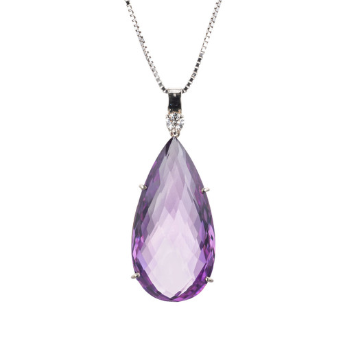 Peter Suchy 36.16 Carat Amethyst Diamond White Gold Pendant Necklace