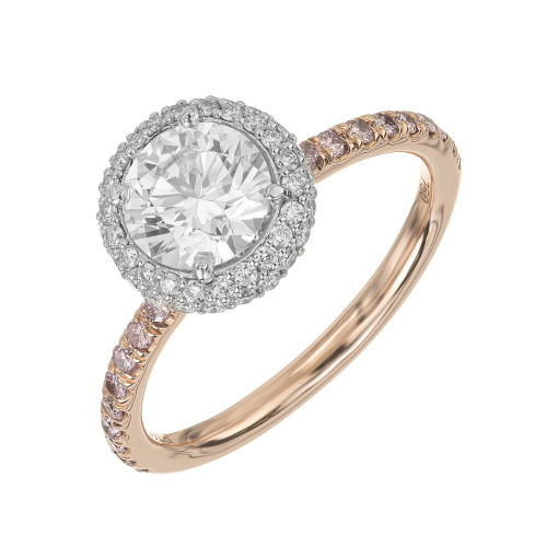 Peter Suchy .96 Carat Lab Grown Diamond Halo Rose Gold Solitaire Engagement Ring