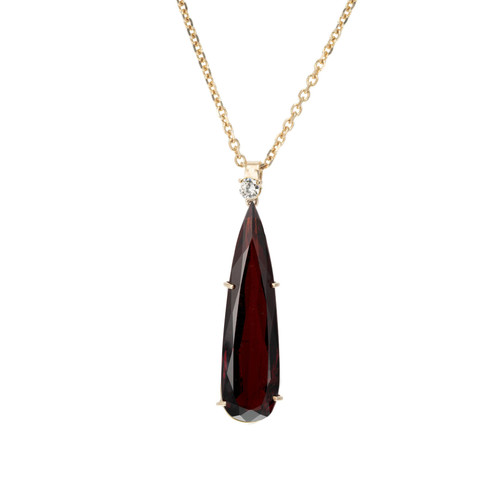 Peter Suchy 14.93 Carat Brown Red Garnet Diamond Yellow Gold Pendant Necklace