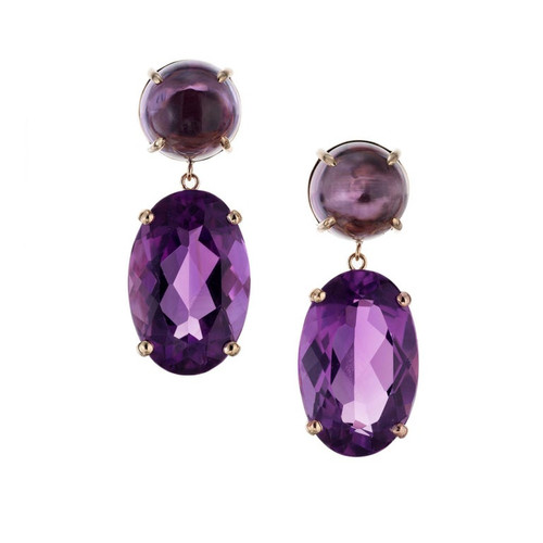 Peter Suchy 29.47 Amethyst Yellow Gold Dangle Earrings