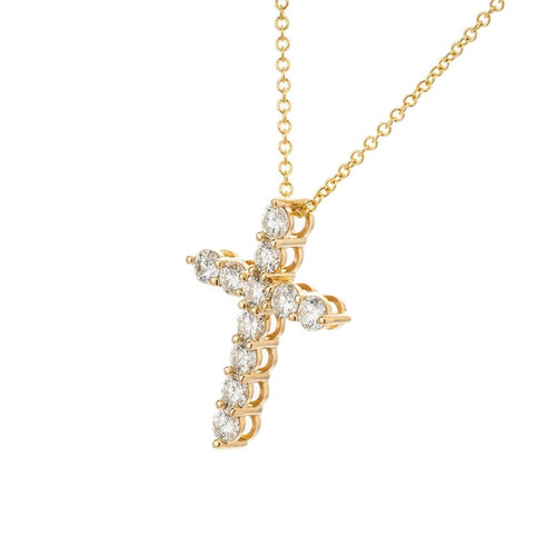 Peter Suchy .63 Carat Diamond Yellow Gold Cross Pendant Necklace