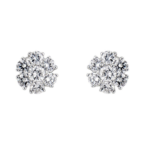 1.25 Carat Diamond White Gold Flower Stud Earrings