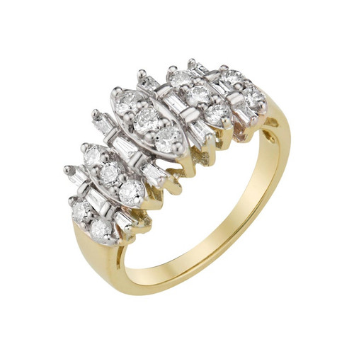 1.00 Carat Diamond Yellow Gold Cluster Ring