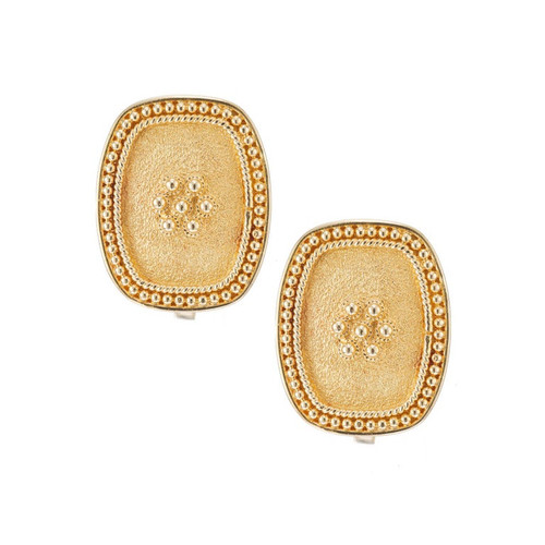 Yellow Gold Textured Clip Post Earrings