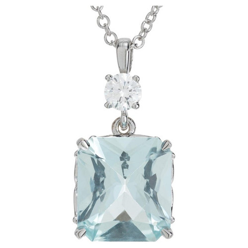 Peter Suchy 2.63 Carat Aquamarine Diamond White Gold pendant Necklace 