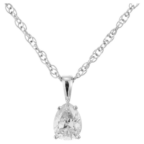 Peter Suchy GIA Certified 1.00 Carat Diamond White Gold Pendant Necklace