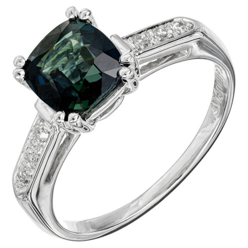 GIA Certified 2.49 Carat Sapphire Diamond Platinum Engagement Ring