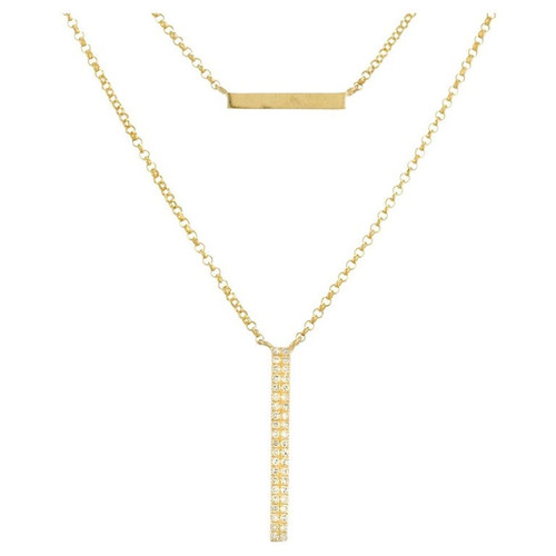 .20 Carat Diamond Yellow Gold Pave Bar Necklace