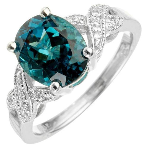 Le Vian 3.50 Carat Blue Zircon Diamond White Gold X Ring