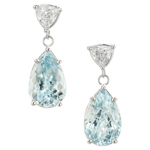 Peter Suchy 5.80 Carat Aqua Diamond White Gold Dangle Earrings